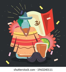 Mexican tequila bottle with poncho