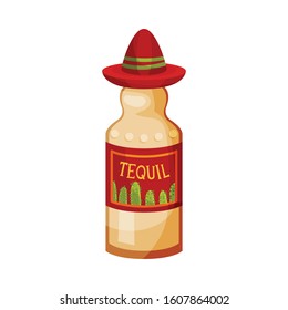 Mexican Tequila in Plastic Bottle Isolated on White Background Vector Illustration