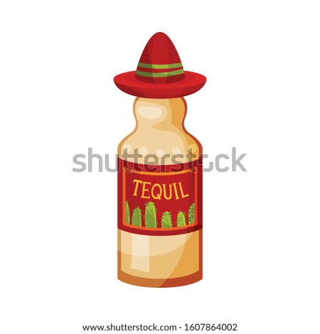 Mexican Tequila in Plastic Bottle Isolated on White Background Vector Illustration