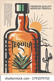 Mexican tequila poster design made for bars and pubs. Vector image.