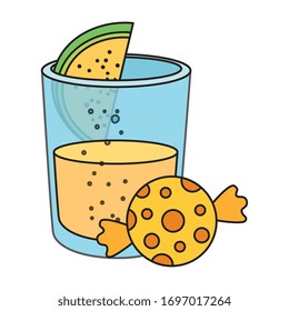 mexikanische Tequila-Aufnahme mit Zitronen- und Süßigkeiten-Design, mexikanischer Kulturtourismus Wahrzeichen und Vektorillustration-Illustration zum Thema Party