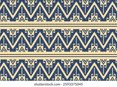 Mexican textile background with blue border on beige, Oaxaca