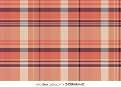 Mexican texture seamless tartan, empty textile pattern vector. Britain check fabric plaid background in orange and red colors.