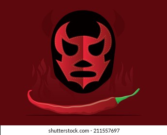 Mexican themed background including peppers and lucha libre mask/Vector Mexican Theme