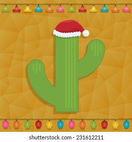 Mexican Themed Christmas Decoration With Cactus And Fairy Lights