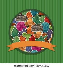 mexican themed circle frame decoration with ribbon for text