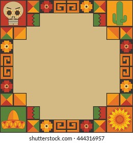 mexican themed frame decoration with objects and copy space