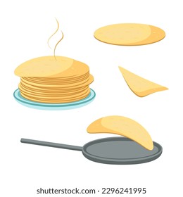 Mexican tortillas. Chips. Vector set on a white background.