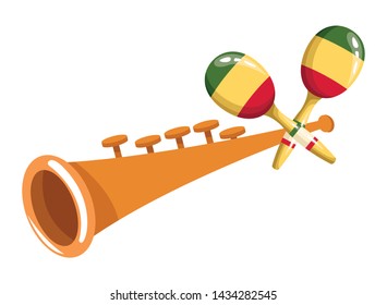 mexican  tradicional culture with macaras and trumpet icon cartoon vector illustration graphic design