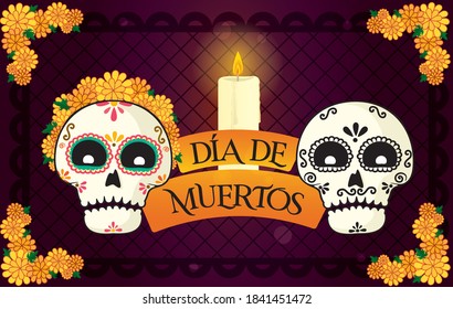  Mexican tradition Day of the dead. Vector illustration.