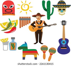 Mexican Tradition Elements, Mexican Clipart, Tradition Illustration