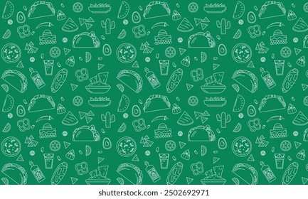Mexican tradition Food  Seamless pattern. Hand drawn doodle 