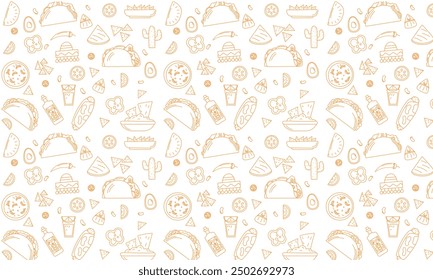 Mexican tradition Food  Seamless pattern. Hand drawn doodle 