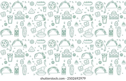 Mexican tradition Food  Seamless pattern. Hand drawn doodle 