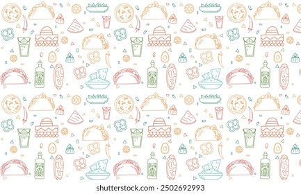 Mexican tradition Food  Seamless pattern. Hand drawn doodle 