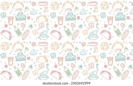 Mexican tradition Food  Seamless pattern. Hand drawn doodle 