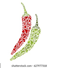 Mexican traditional attributes in chili peppers