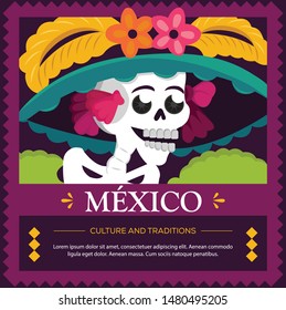 Mexican Traditional "Catrina" - Copy Space Composition