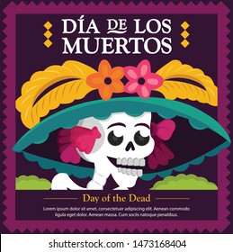 Mexican Traditional "Catrina" - Día de Los Muertos (Day Of The Dead in Spanish) Copy Space Composition