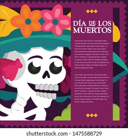 Mexican Traditional "Catrina" - Día de Los Muertos (Day Of The Dead in Spanish) Copy Space Composition