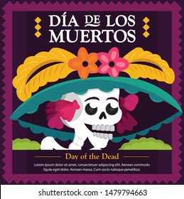 Mexican Traditional "Catrina" - Día de Los Muertos (Day Of The Dead in Spanish) Copy Space Composition