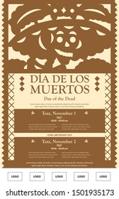 Mexican Traditional "Catrina" - Día de Los Muertos (Day Of The Dead in Spanish) Copy Space Vintage Poster Template