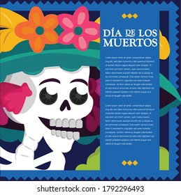 Mexican Traditional "Catrina" - Día de Muertos (Day Of The Dead in Spanish) Copy Space Composition