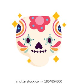 mexican traditional catrina with flowers, mexico culture vector illustration