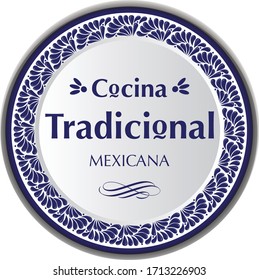 Mexican Traditional Ceramic Plate Composition with Talavera Style from Puebla; México – Copy Space 