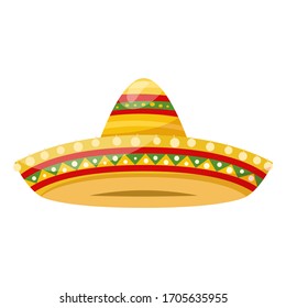 Mexican traditional clothes  headwear - straw sombrero. Vector