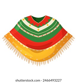Mexican traditional clothes poncho isolated on white background.