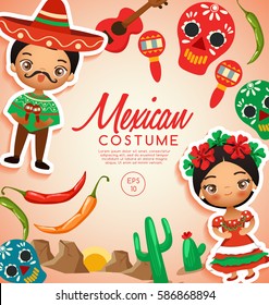 Mexican traditional costumes : Vector Illustration