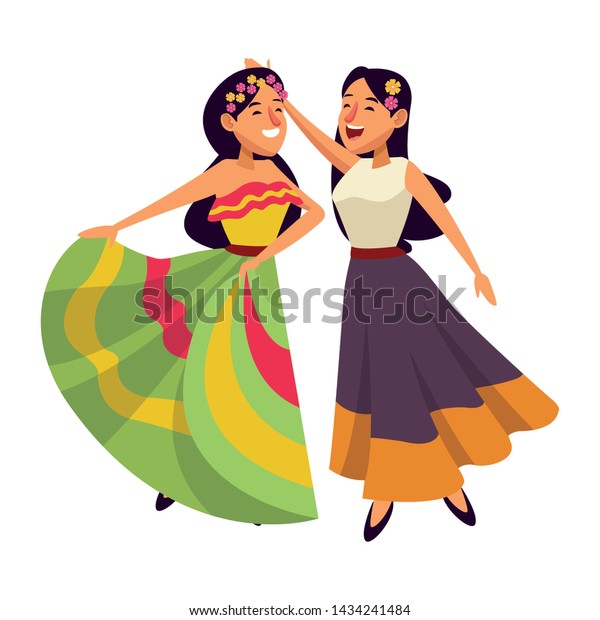 Mexican Traditional Culture Mariachis Dancer Woman Stock Vector ...