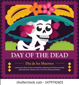 Mexican Traditional Day Of The Dead "Catrina" - Copy Space Composition