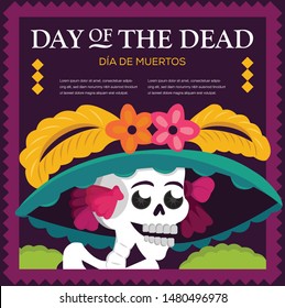 Mexican Traditional Day Of The Dead "Catrina" - Copy Space Composition