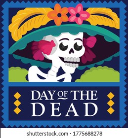 Mexican Traditional Day Of The Dead "Catrina" - Copy Space Composition