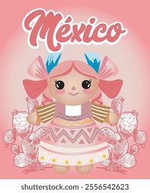 Mexican Traditional Doll, Maria, Muñeca Lele, Muñecas mexicanas, Muñeca Mexicana, Lele, muñeca artesanal mexicana,Muñeca Lelé  Rosa