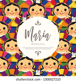 Mexican Traditional Doll, Maria Texture – Vector Illustration – Copy Space