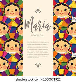 Mexican Traditional Doll, Maria Texture – Vector Illustration – Copy Space