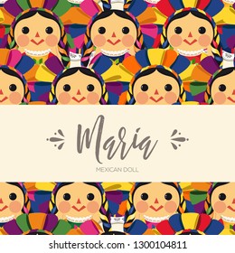 Mexican Traditional Doll, Maria Texture – Vector Illustration – Copy Space