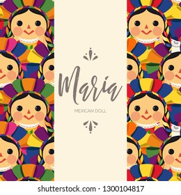 Mexican Traditional Doll, Maria Texture – Vector Illustration – Copy Space