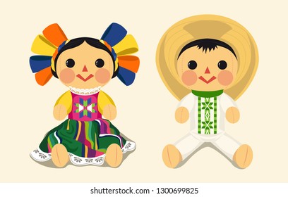 Mexican Traditional Doll Maria Vector Illustration Stock Vector ...