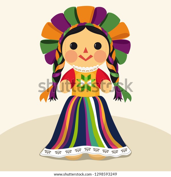 Mexican Traditional Doll Maria Vector Illustration Stock Vector ...