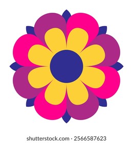 Mexican traditional flower. Ethnic embroidery decoration. Ornate folk graphic, wallpaper element. Festive mexican floral motif. Vector illustration