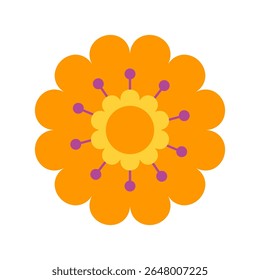 Mexican traditional flower. Ethnic embroidery decoration. Ornate folk graphic, wallpaper element. Festive mexican floral motif. Vector illustration