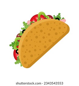 Mexican traditional food, taco color vector illustration