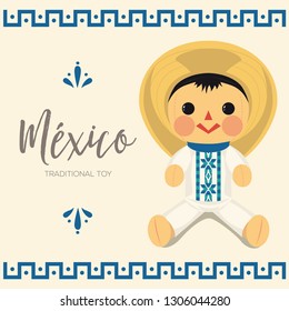 Mexican Traditional Male Doll – Vector Illustration – Copy Space