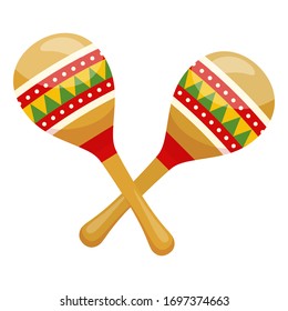 Mexikanisches traditionelles Musikinstrument - Paar Maracas. Vektorillustration