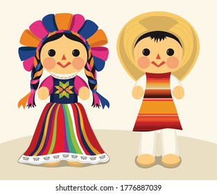 Mexican Traditional Ragdolls – Vector Illustration