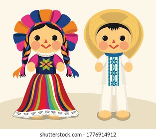 Mexican Traditional Ragdolls – Vector Illustration